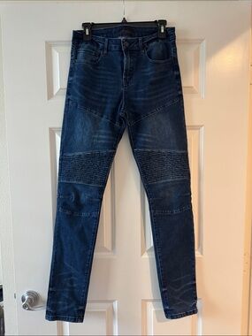 Truth Men's Dark Indigo Skinny Moto Jeans